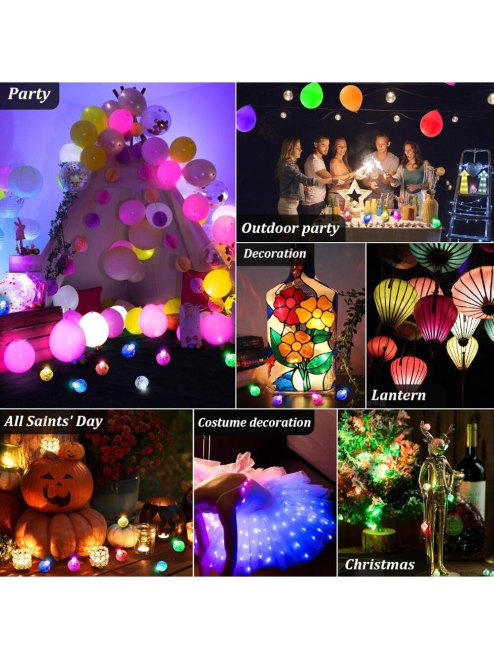200pcs LED Balloon Lights & Colorful Mini Balls - Waterproof Party Decor - Picture 5 of 7